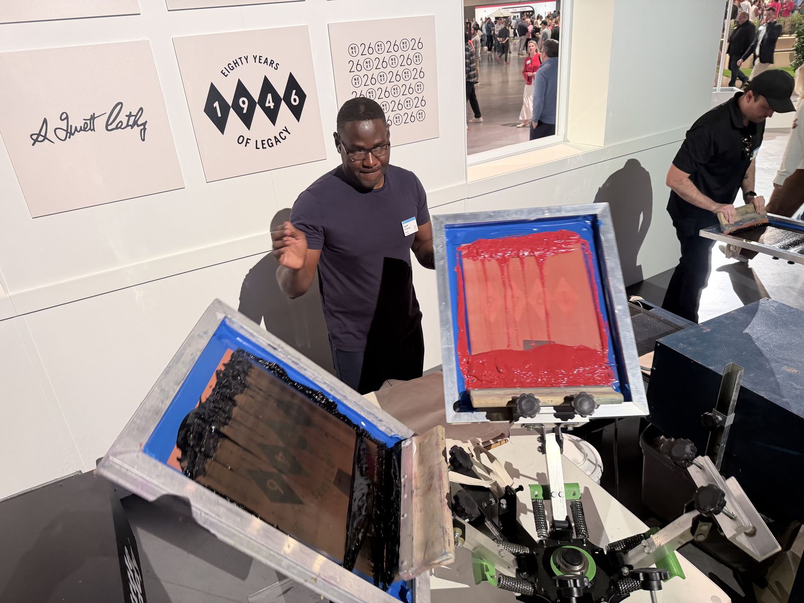 Merch Troop live screen-printing station running at a Cleveland event